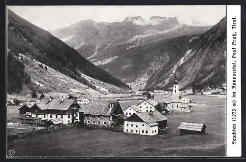 AK Feichten, Ortsansicht mit Kirche aus der Vogelschau