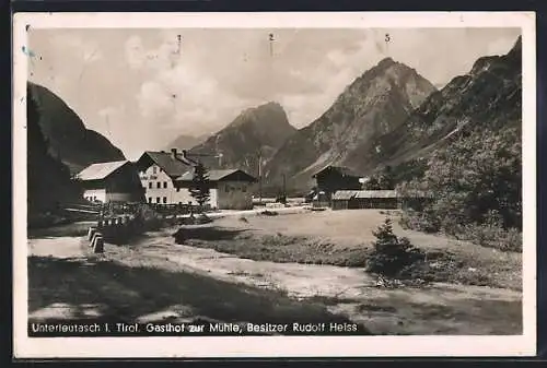 AK Leutasch, Strassenpartie am Gasthaus zur Mühle