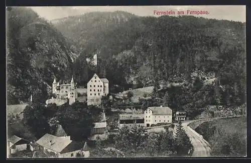 AK Fernstein am Fernpass, Teilansicht mit Gasthof Fernpass Inh. Karl Hoel