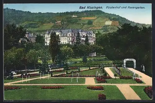 AK Bad Kissingen, Fürstenhof und Rosengarten