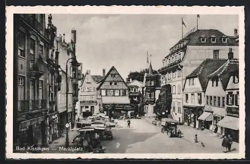 AK Bad Kissingen, Marktplatz mit Geschäften