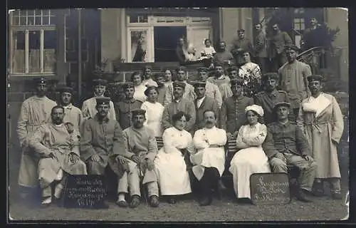 Foto-AK Bad Kissingen, Verwundete Frontsoldaten 1914, Sanatorium Dr. Pick