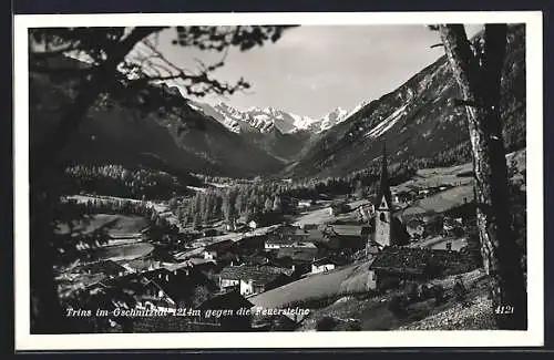 AK Trins i. Gschnitztal, Ortsansicht gegen die Feuersteine