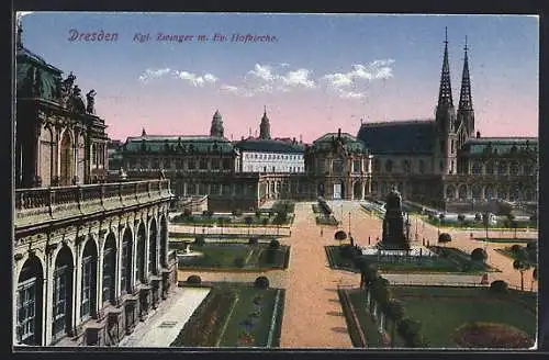 AK Dresden, Königlicher Zwinger mit Evangelischer Hofkirche