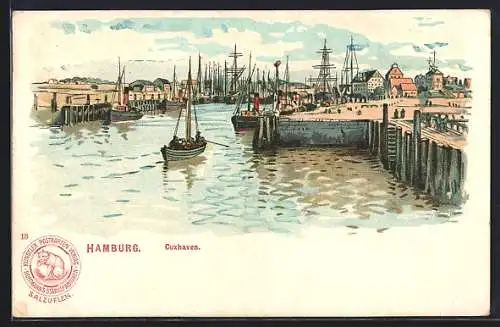 Lithographie Cuxhaven, Hafen