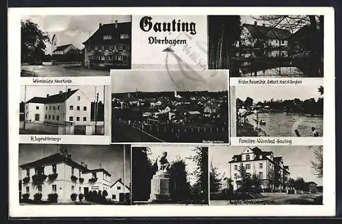 AK Gauting /Obb., Gesamtansicht, Tabakwarenfabrik Austria, Familien-Würmbad