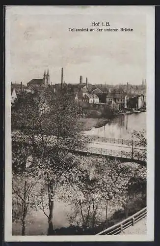 AK Hof i. B., Teilansicht an der unteren Brücke