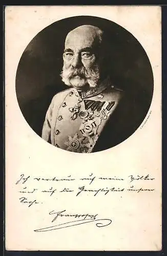 AK Portrait des Kaiser`s Franz Josef I. von Österreich