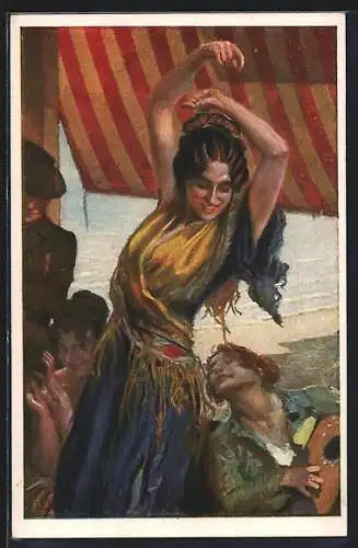 Künstler-AK Leopold Schmutzler: Spanische Tänzerin, La danseuse espagnole, The Spanish dancer