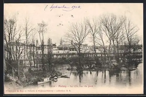 AK Poissy, La ville vue du pont