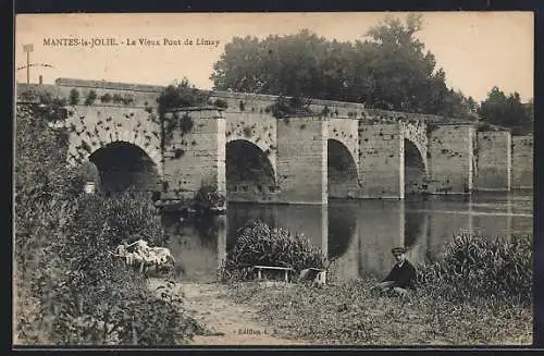 AK Mantes-la-Jolie, Le Vieux Pont de Limay