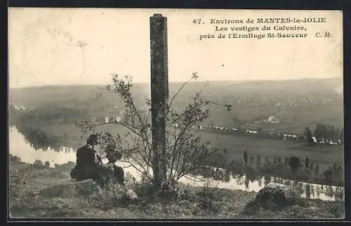 AK Mantes-la-Jolie, Les vestiges du Calvaire près de l`Ermitage St-Sauveur