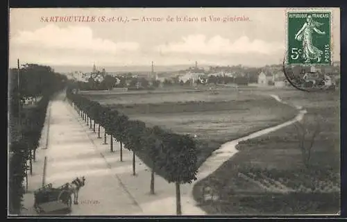 AK Sartrouville, Avenue de la Gare et Vue générale