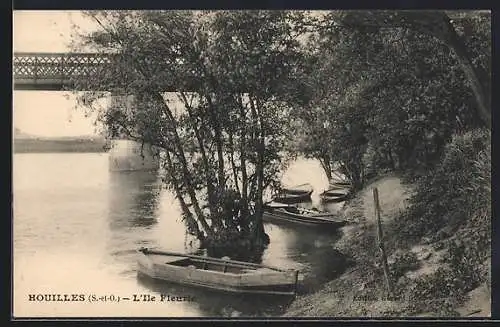 AK Houilles, L`Ile Fleurie et le pont sur la rivière