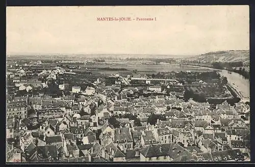 AK Mantes-la-Jolie, Panorama de la ville et campagne environnante