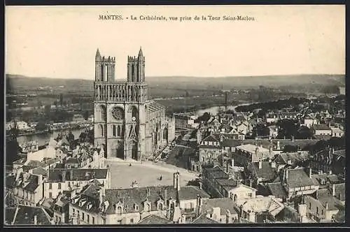 AK Mantes, La Cathédrale vue prise de la Tour Saint-Maclou