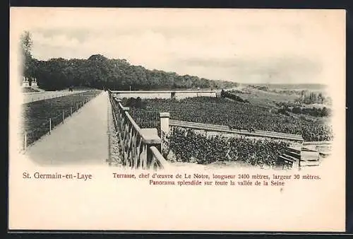 AK St. Germain-en-Laye, Terrasse de Le Nôtre avec vue panoramique sur la vallée de la Seine