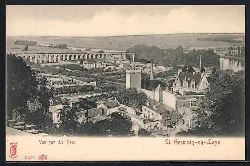 AK St. Germain-en-Laye, Vue sur Le Pecq et le viaduc en arrière-plan