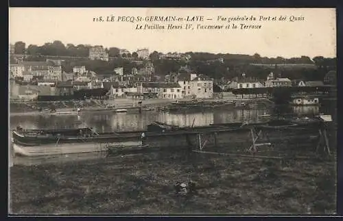 AK Le Pecq-St-Germain-en-Laye, Vue générale du Port et des Quais, Pavillon Henri IV, l`ascenseur et la Terrasse