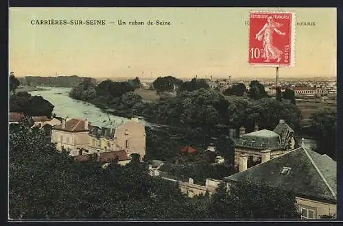 AK Carrières-sur-Seine, Un ruban de Seine