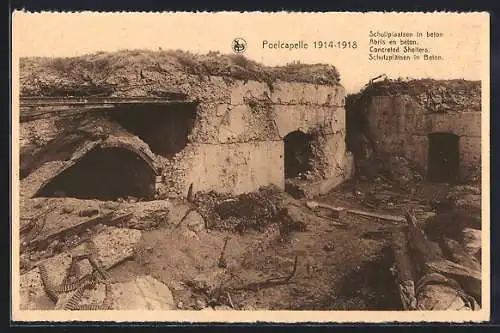 AK Poelcapelle, Schutzplätsen in Beton 1914-18