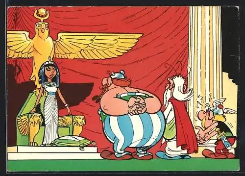 AK Asterix und Obelix, mit Miraculix vor Kleopatra