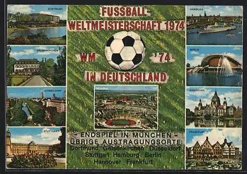 AK Fussball-Weltmeisterschaft 1974 in Deutschland, Stadien in Dortmund, Hannover und Hamburg