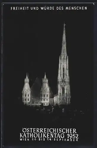 AK Wien, Österreichischer Katholikentag 1952, Stephansdom bei Nacht