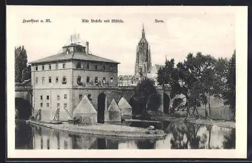 AK Alt-Frankfurt, Alte Brücke mit Mühle und Dom