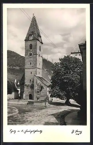 AK Spitz a. D., Hauptplatz mit Kirche