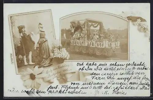 AK Landsberg a. L., Ruethenfest 1900, Umzugswagen, Rückenansicht Paar