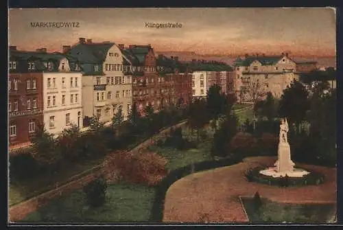 AK Marktredwitz, Partie an der Klingerstrasse, Denkmal