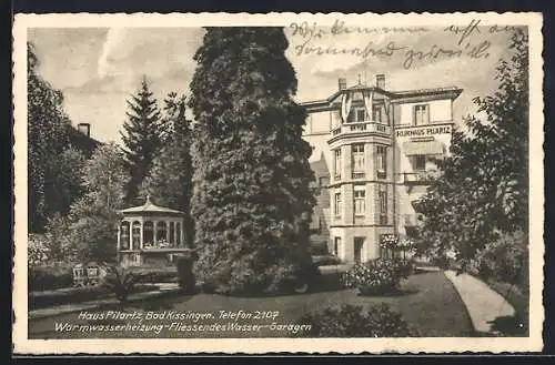 AK Bad Kissingen, Hotel Haus Pilartz mit Garten und Pavillon