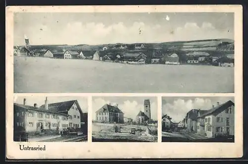 AK Untrasried, Strassenpartie, Ortspartie mit Kirche, Ortspanorama
