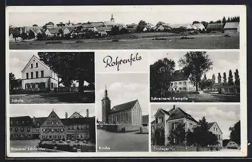 AK Rohrenfels, Brauerei Schneider, Schreinerei Kempfle, Schule, Ortspanorama