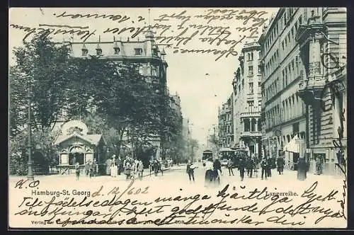 AK Hamburg-St. Georg, Langereihe, Strassenpartie mit Kiosk