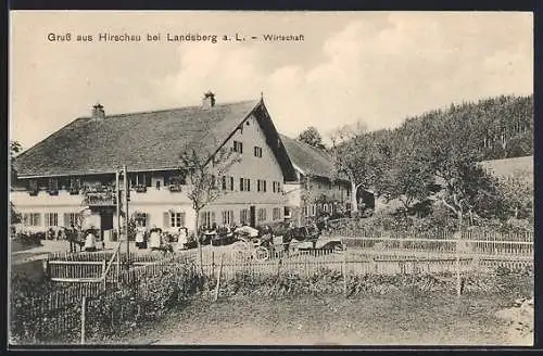 AK Hirschau / Lech, Gasthaus mit Pferdewagen