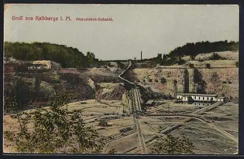 AK Kalkberge i. M., Alvensleben-Schacht mit Gebäude aus der Vogelschau