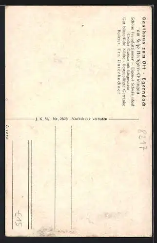 AK Egerndach, Gasthaus zum Ott v. F. Unterbuchner, Schwimmbad