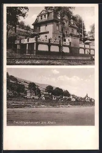 AK Trechtingshausen am Rhein, Bahnhofs-Hotel Zur schönen Aussicht, Bes. H. Hochgeschurz