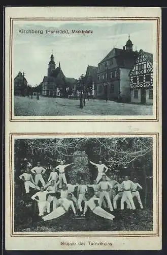 AK Kirchberg /Hunsrück, Marktplatz, Gruppe des Turnvereins