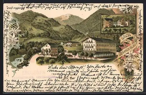 Lithographie Brannenburg, Bad Wendelstein, Panorama