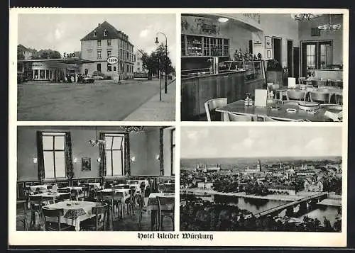 AK Würzburg, Hotel Kleider und Esso-Tankstelle, Nürnberger Strasse 38