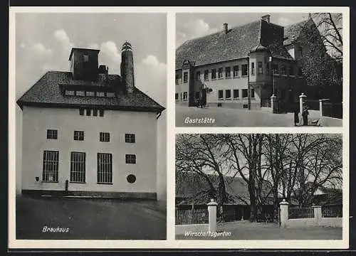 AK Steppach / Augsburg, Brauerei J. Fuchs, Gaststätte, Wirtschaftsgarten