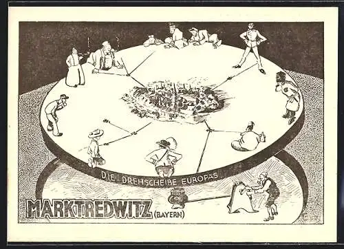 Künstler-AK Marktredwitz, Die Drehscheibe Europas