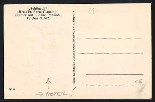 AK Garmisch-Partenkirchen, Pension Landhaus Schöneck