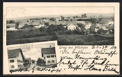 AK Wilzhofen, Strassenpartie, Gesamtansicht aus der Vogelschau