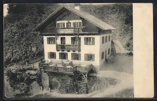 AK Schongau, Cafe-Restaurant Schöngau Alex Holl mit Terrasse und Kellerhof aus der Vogelschau