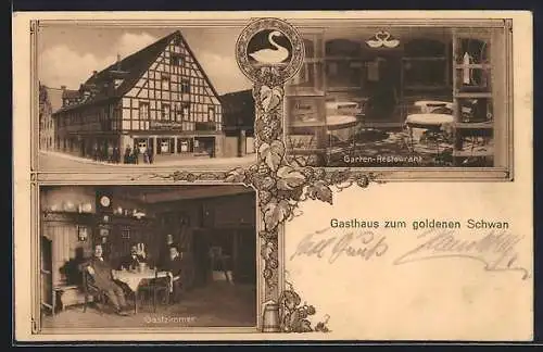 AK Bayreuth, Gasthaus zum goldenen Schwan mit Gastzimmer u. Garten-Restaurant