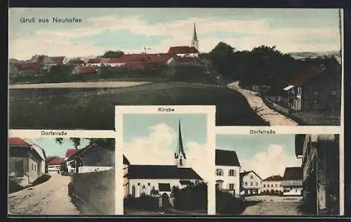 AK Neuhofen, Totalansicht, Dorfstrasse und Kirche